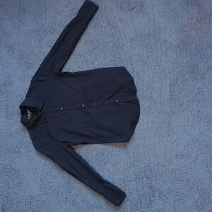 Norma Kamali Navy Blue Button Down Collared Shirt